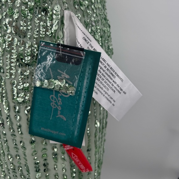 Mac Duggal Sequin Sheath Midi Dress Formal Party Evening Sage Green Size 6 NWT - Picture 12 of 12